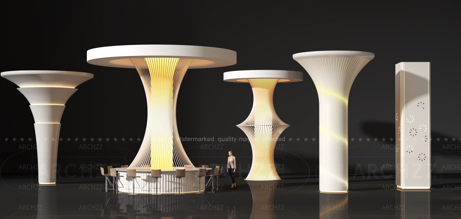 Irregular Column Modern Irregular-shaped Decorative Columns 3D Model SketchUp Max FBX ...